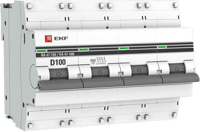 

Выключатель автоматический EKF PROxima 4P 100А (D) 10kA ВА 47-100 mcb47100-4-100D-pro