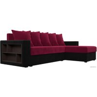 Угловой диван Лига диванов Дубай лайт правый 114179 (микровельвет бордовый/черный)