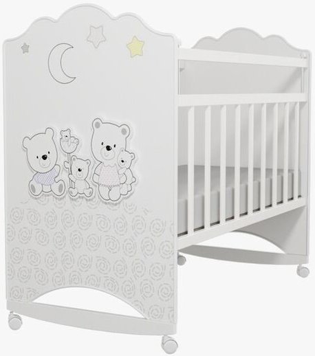 

Классическая детская кроватка VDK Unica Happy Family Fornello колесо-качалка (ламинированное дсп, Bianco)