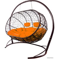 Подвесной диван M-Group Лежебока 11180207 (с коричневым ротангом/оранжевая подушка)