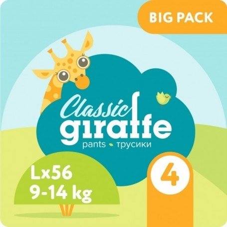 

Трусики-подгузники Lovular Giraffe Classic L 9-14 кг (56 шт)