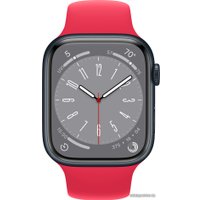 Умные часы Apple Watch Series 8 45 мм (алюминиевый корпус, полуночный/красный, спортивные силиконовые ремешки S/M + M/L)