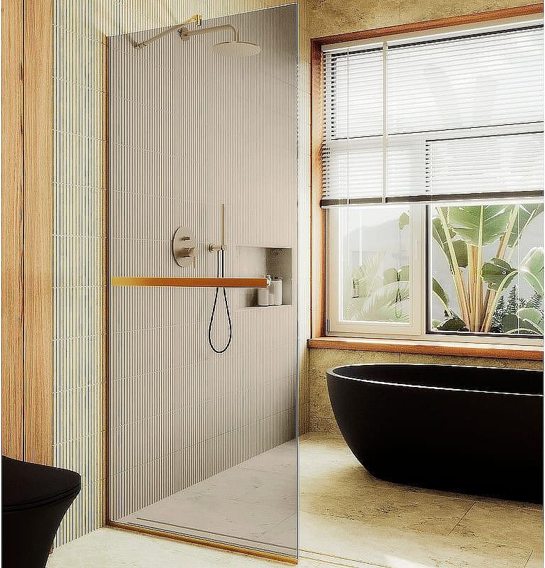 

Душевая стенка MaybahGlass 119x195 MGD-715-3у (бронзовое стекло/золотой)