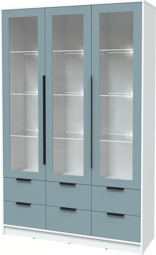 

Шкаф-витрина Интерлиния Концепт КТ-ШВ3 с подсветкой Глосс (белый платинум/океан)