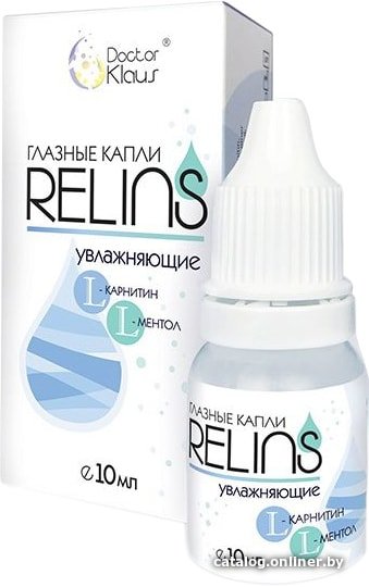 Препараты для лечения заболеваний глаз и ушей Doctor Klaus Relins капли с L-карнитином и L-ментолом, 10 мл.