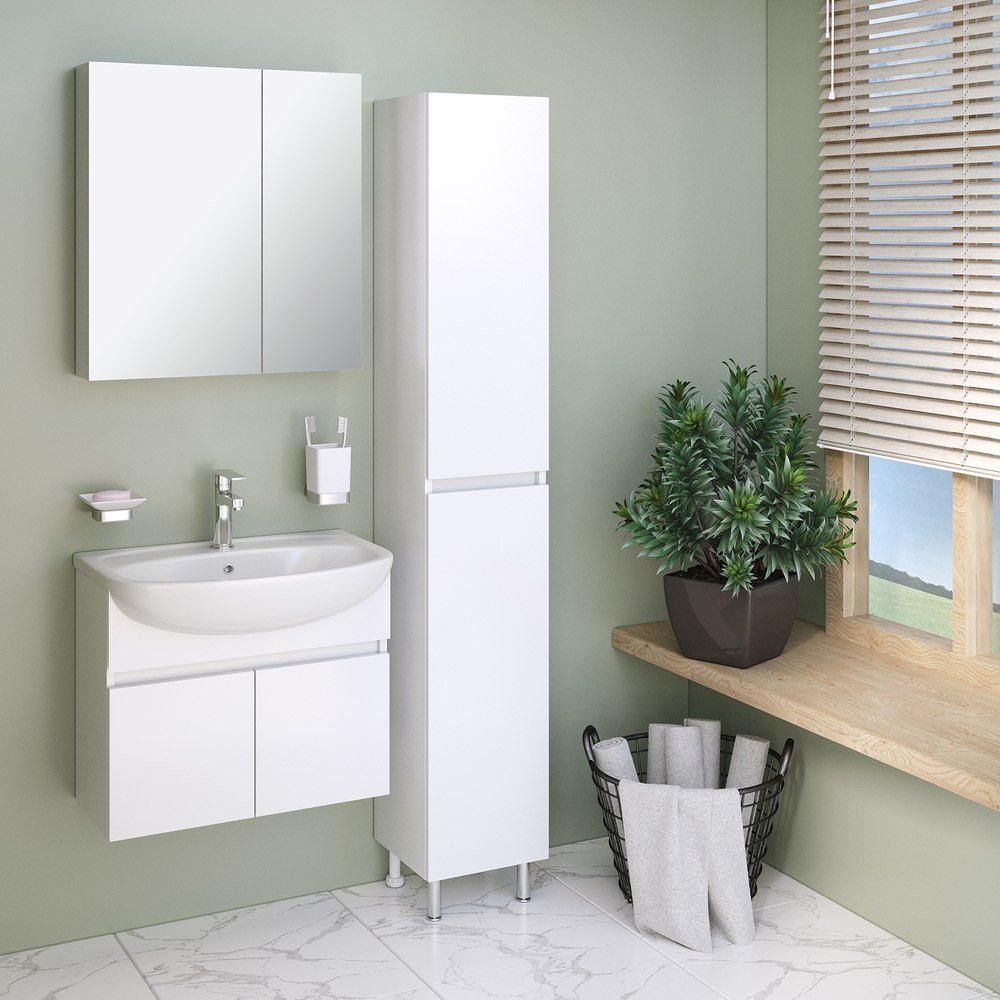 

Runo Тумба с умывальником Лада 60 + Уют 60 (подвесная, белый)