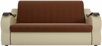 Лига диванов Меркурий 100354 100 см (рогожка коричневый/экокожа бежевый)