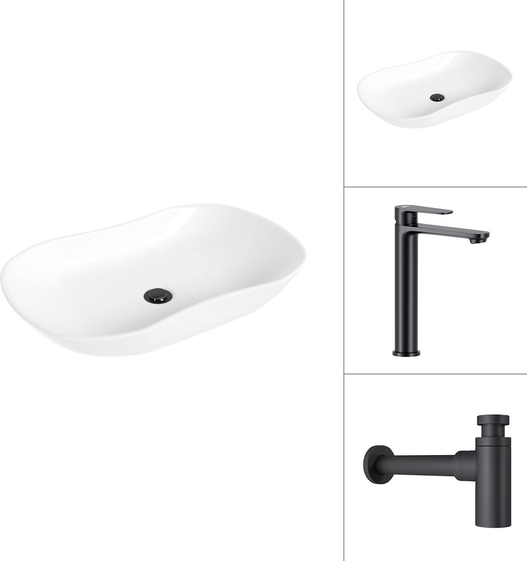 

Умывальник Lauter 21570 + Moon 21СК8691BS с сифоном 21635B (черный матовый)