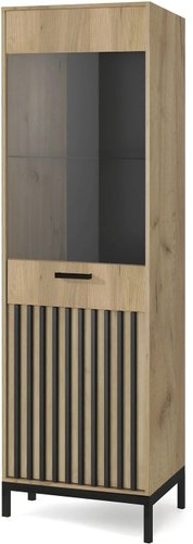 Шкаф-витрина Halmar Lamino W-1 (дуб крафт/черный)