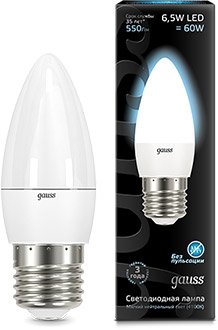 

Светодиодная лампочка Gauss E27 6.5 Вт 4100 К [103102207]
