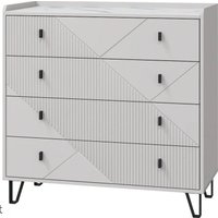 Комод MLK Кашемир 4 ящ. (кашемир/сантьяго/стекло матовое с фотопечатью)