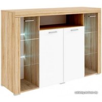 Комод Памир Орландо с витриной (дуб сонома-белый глянец)