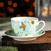 Чашка с блюдцем Magistro Новый Год. Шишки 6974519