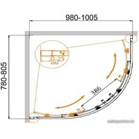 Душевой уголок Cezares Molveno-RH-2-100/80-C-Cr-IV