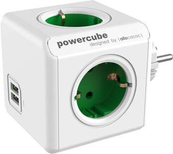 Разветвитель Allocacoc PowerCube 4 (белый/зеленый)