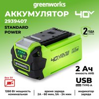 Аккумулятор Greenworks G40USB2 (40В/2 Ач)