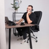 Офисное кресло AksHome King A (натуральная кожа, черный)