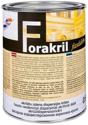 Рижский лакокрасочный завод Для минеральных фасадов Forakril База 3 0.9л