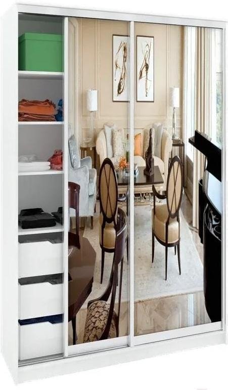 

Шкаф-купе Кортекс-мебель Сенатор ШК10-45 Классика ДСП с зеркалом (белый)