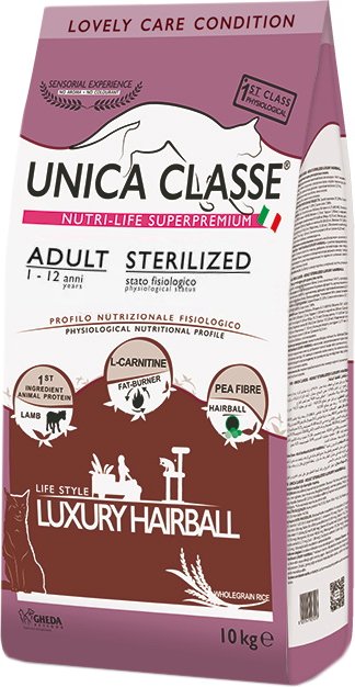 

Сухой корм для кошек Unica Classe Lovely Care Condition Adult Sterilized Luxury Hairball Lamb (для здоровья шерсти с ягненком) 10 кг