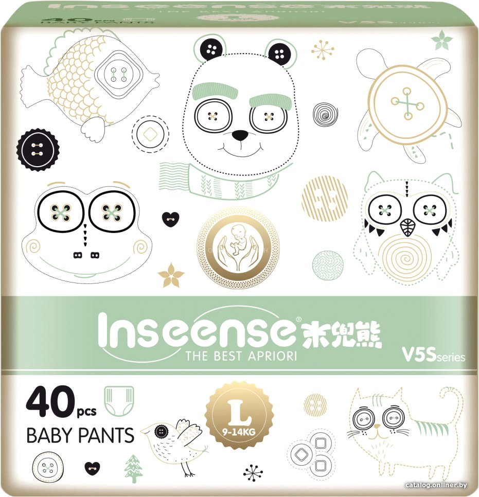Трусики-подгузники Inseense V5S L 9-14кг Ins40green (40 шт)