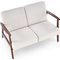 Диван Halmar Milano 2S tap. Castel 04 (светло-бежевый/орех)