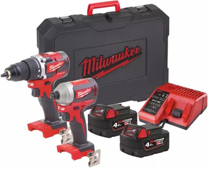 

Milwaukee M18 CBLPP2B-402C 4933464593 (шуруповерт, винтоверт, 2 АКБ, кейс)