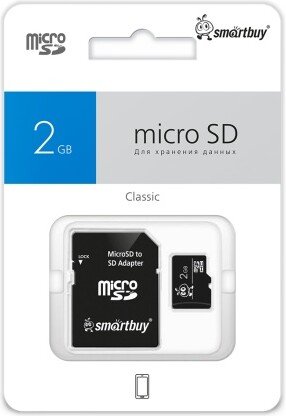 

Карта памяти SmartBuy microSD 2 Гб + SD адаптер (SB2GBSD-01)