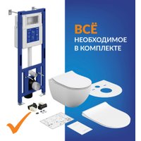 Унитаз подвесной Cersanit Brasko Smart DPL EO Slim + Aqua 40 Smart M 69334 (с кнопкой Estetica белый)