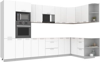 Готовая кухня Интерлиния Мила Лайт 1.68x3.4 правая без столешницы (белый платинум)