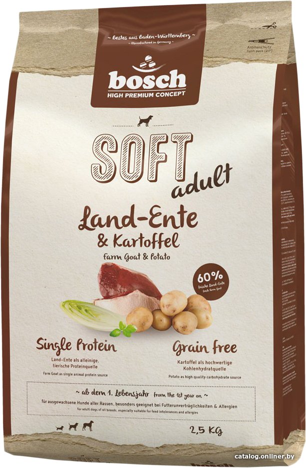Сухой корм для собак Bosch Soft Adult Land-Ente & Kartoffel (Утка с Картофелем) 2.5 кг