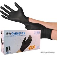 Нитровиниловые перчатки Wally Plastic S 100 шт (черный)