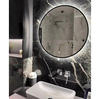 Зеркало с подсветкой  eMZe 70 LED.UV.70.70.CHE.AF.4K (черный с УФ-окантовкой и подсветкой)