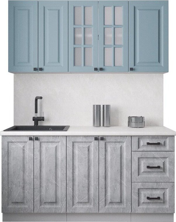 

Готовая кухня Интерлиния Мила Деко 1.6Б (керамика/океан/опал светлый)