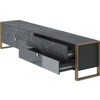 Тумба Involux ТВ Неаполь 6162 (черный мрамор/графит/черный глянец/металл золото)