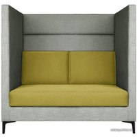 Диван Brioli Дирк двухместный (рогожка, J20-J9 (серый, желтые вставки)