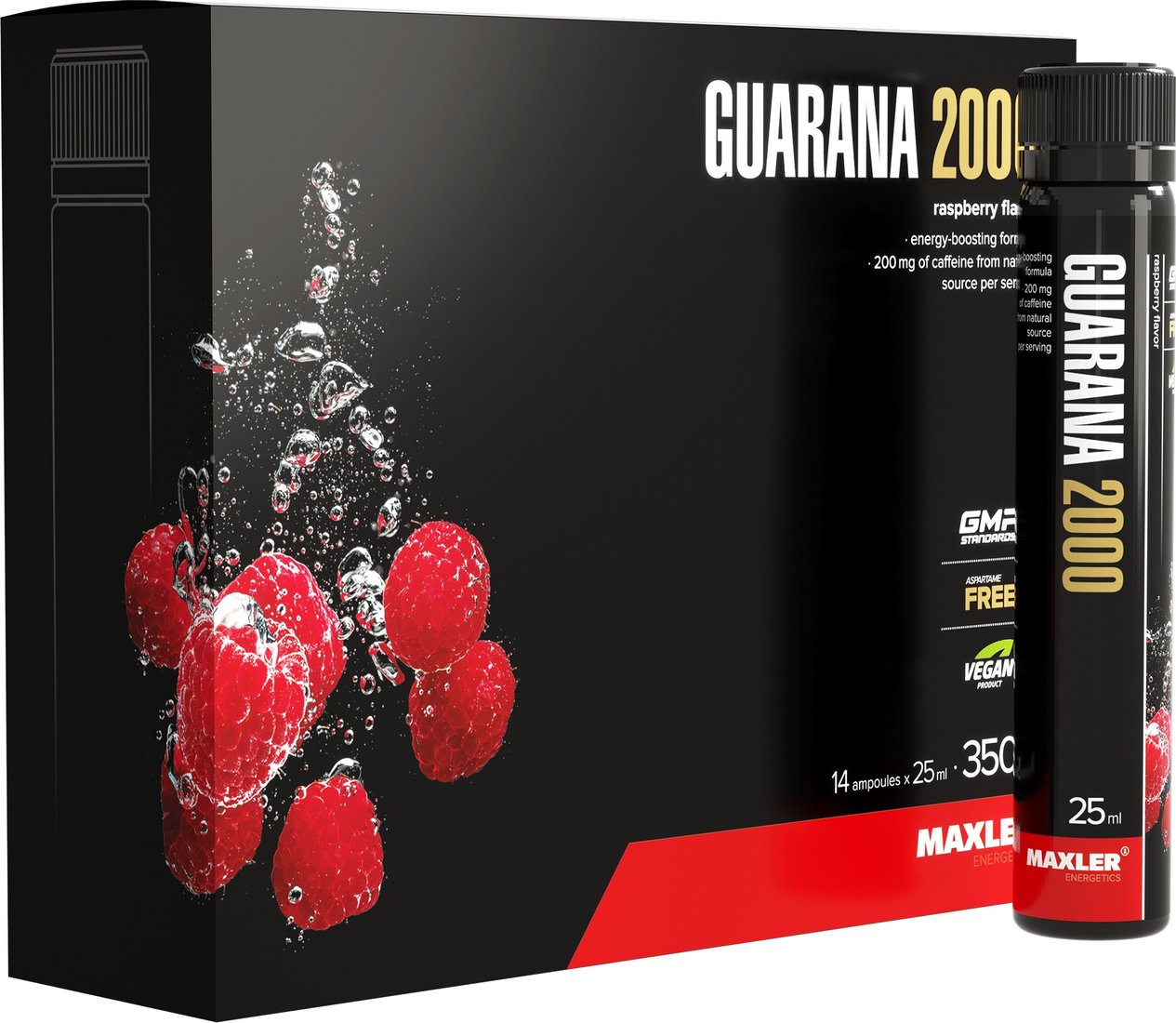 Предтренировочный комплекс Maxler Guarana 2000 (14x25 мл, малина)