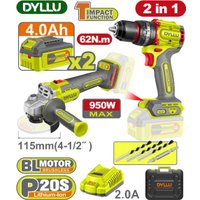  Dyllu DTCK20273 (шуруповерт, болгарка, 2 АКБ, кейс)