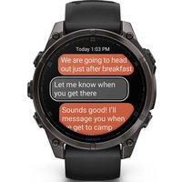 Умные часы Garmin Fenix 8 Sapphire, Titanium 47мм (угольно-черный DLC, пепельно-черный силиконовый ремешок)