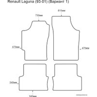 Комплект ковриков для авто Alicosta Renault Laguna 93-01 v1 (салон, ЭВА 6-уг, черный)