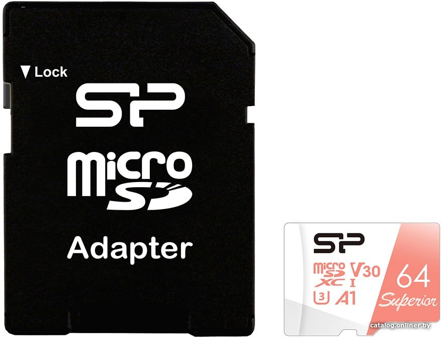 Карта памяти Silicon-Power Superior A1 microSDXC SP064GBSTXDV3V20SP 64GB (с адаптером)