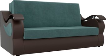 Лига диванов Меркурий 140 106375 (велюр/экокожа, бирюзовый/коричневый)