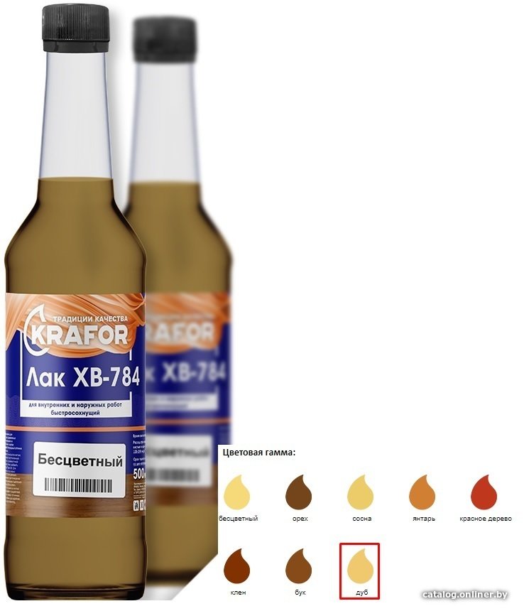Лак Krafor ХВ-784 0.5 л (дуб)