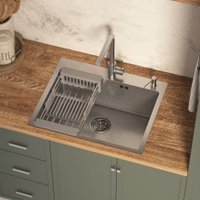 Кухонная мойка Basic CL DS Decor 60x50 (сатин, коландер, дозатор)
