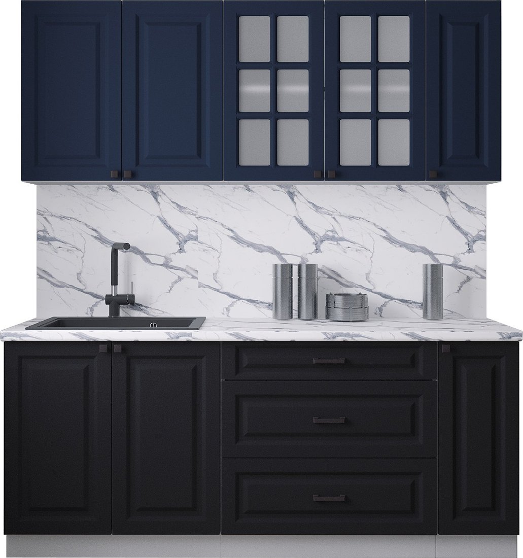 

Готовая кухня Интерлиния Мила Деко 1.9Б (черный/индиго/белый гранит)