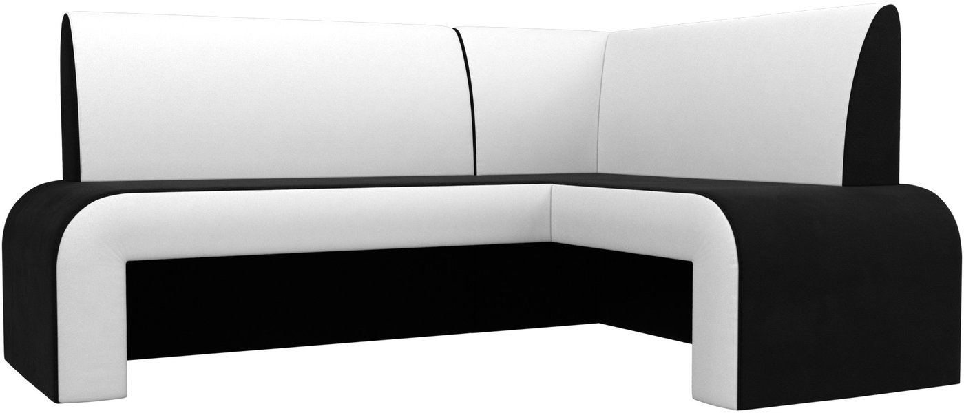 

Угловой диван Лига диванов Кармен правый 107008 (микровельвет черный/экокожа белый)