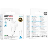 Автомобильное зарядное Borofone BZ34A USB Type-C (белый)