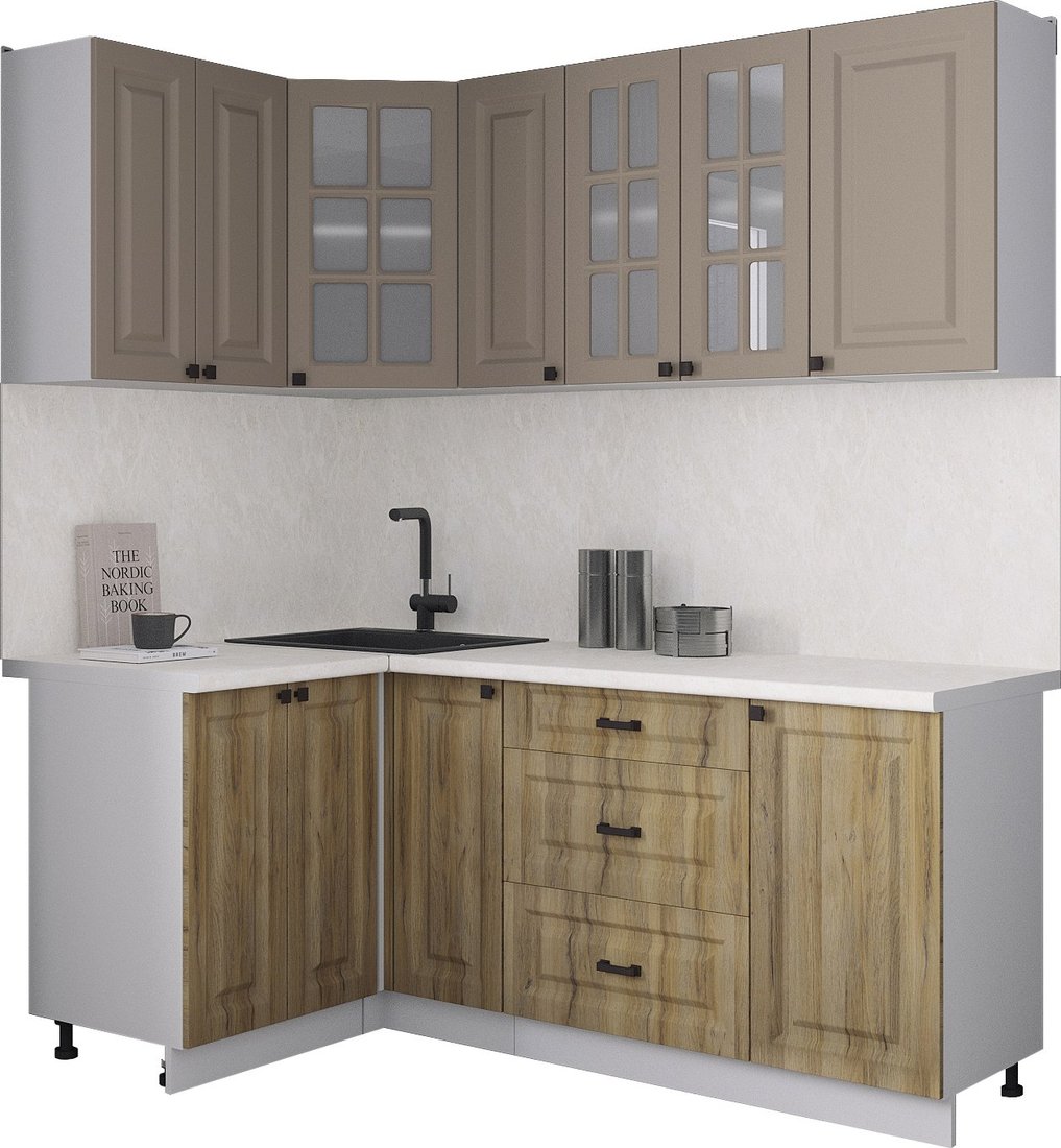 

Готовая кухня Интерлиния Мила Деко 1.2x1.9 (дуб вотан/луна/опал светлый)