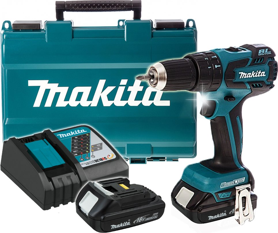 

Ударная дрель-шуруповерт Makita DHP459SYE (с 2-мя АКБ, кейс)
