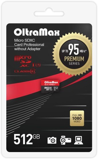 

Карта памяти OltraMax Premium Series microSDXC 512GB OM512GCSDXC10UHS-1-PrU3 W